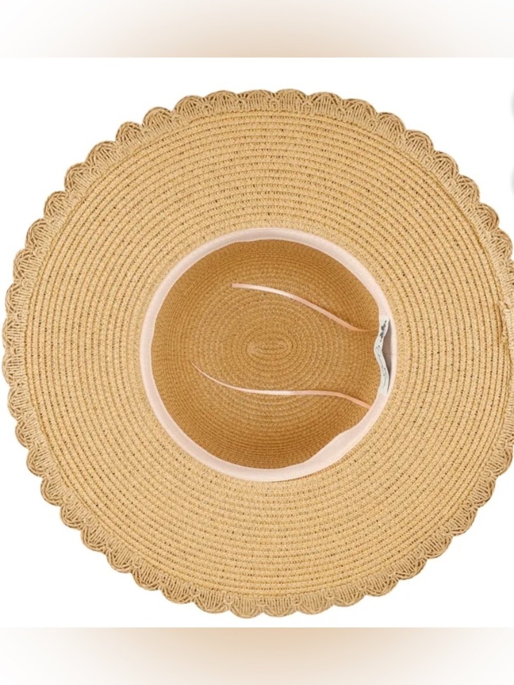 Jessica Simpson Scalloped Edge Wide Brim Straw Hat - UPF 50 UV Protection - Picture 9 of 9
